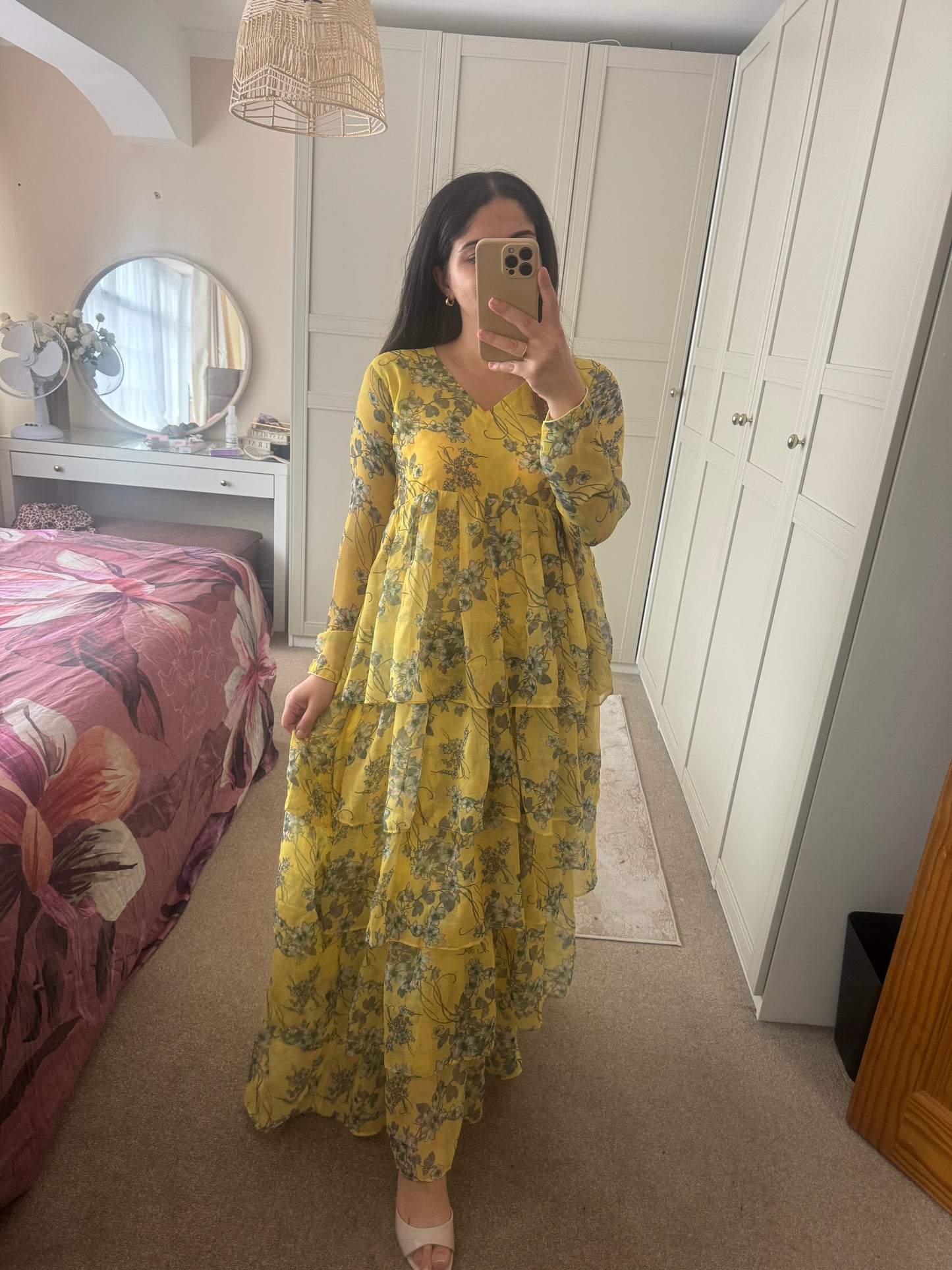 Floral Ruffle Maxi Dress | Yellow