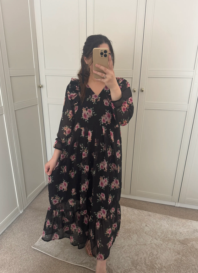Floral Maxi Dress | Black