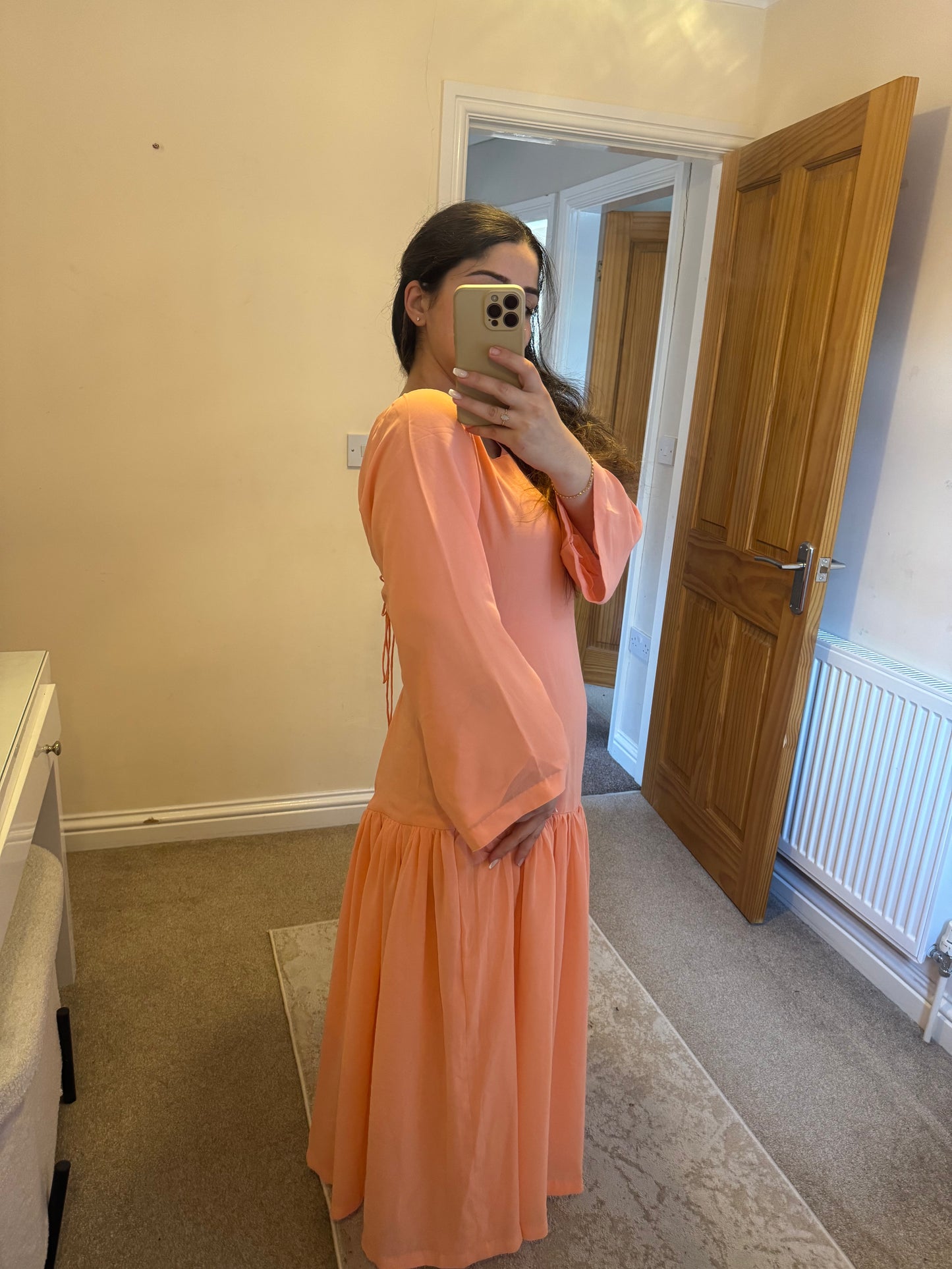SIENNA | Peach Chiffon Dress