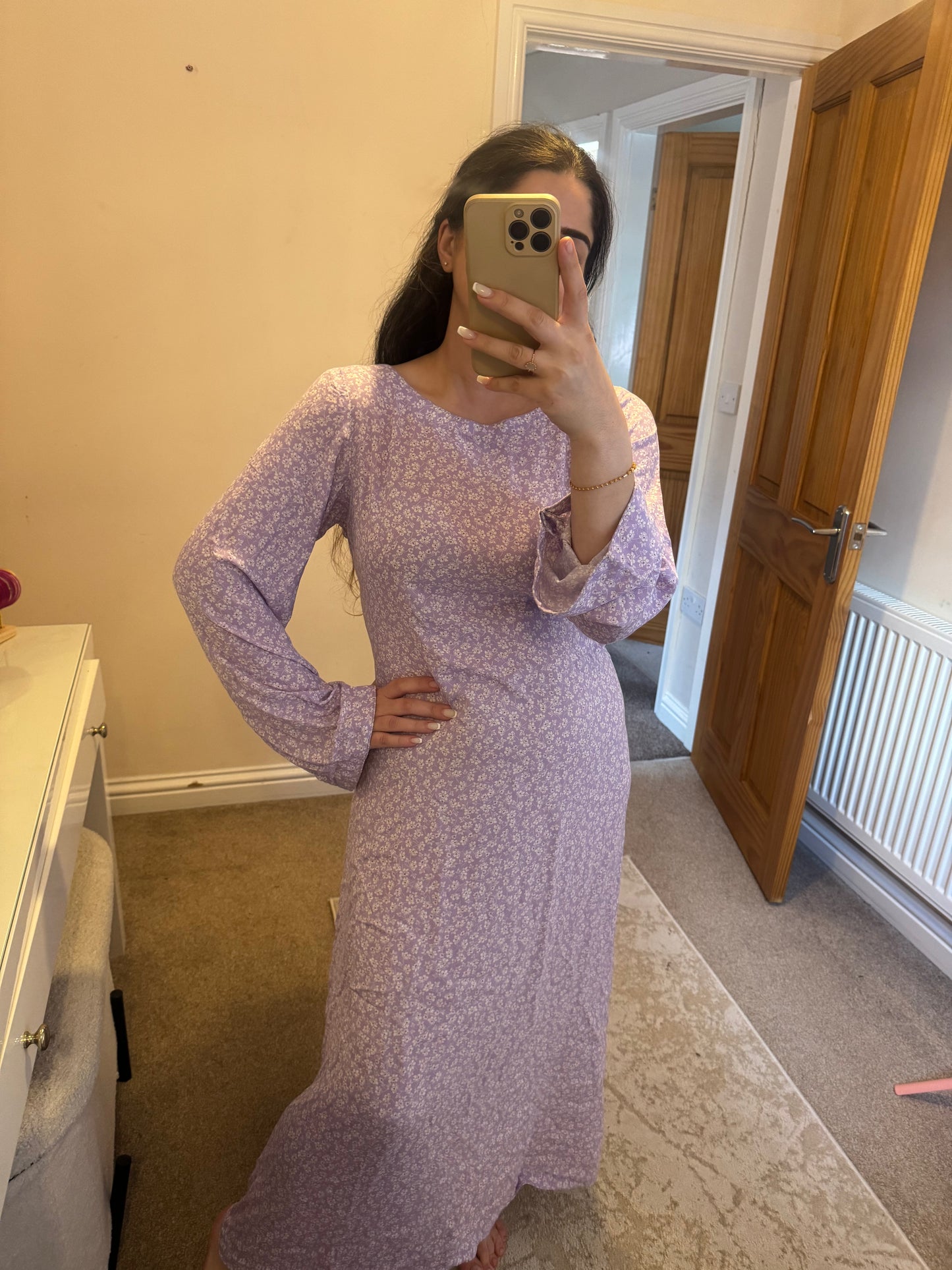 Lilac Floral Print Maxi Dress
