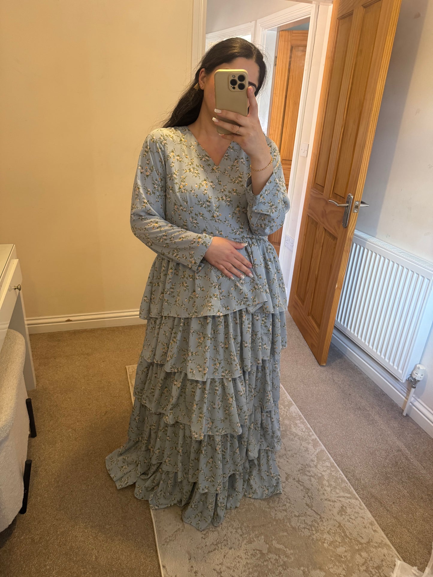 Blue Ruffle Maxi Dress