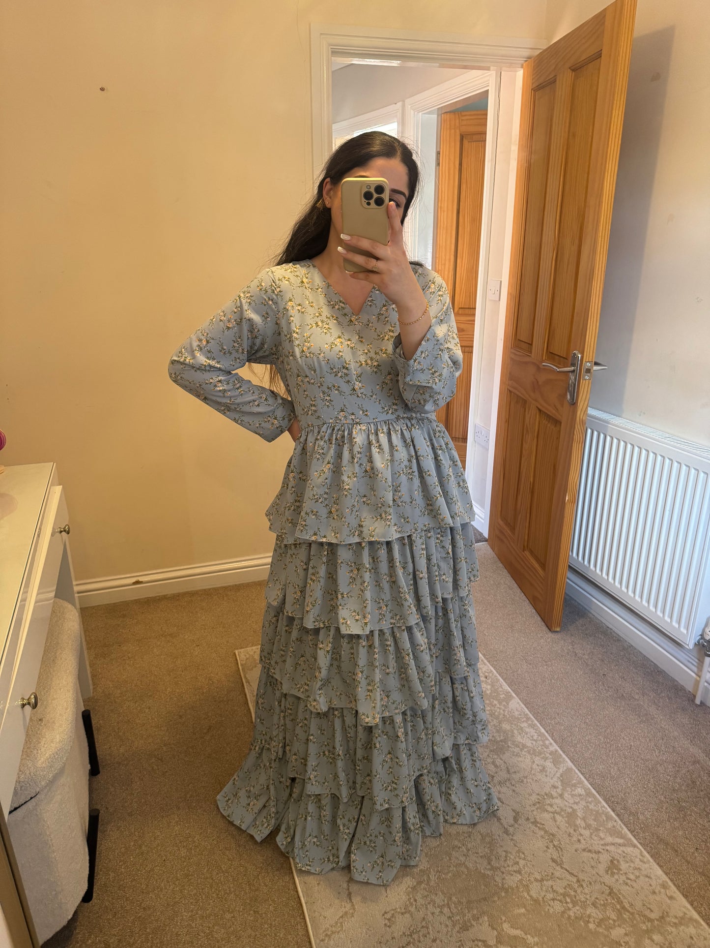 Blue Ruffle Maxi Dress