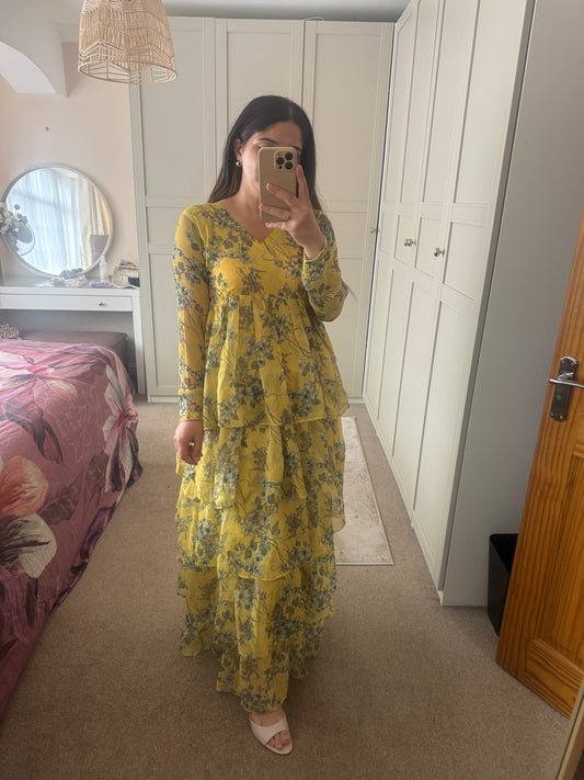 Floral Ruffle Maxi Dress | Yellow