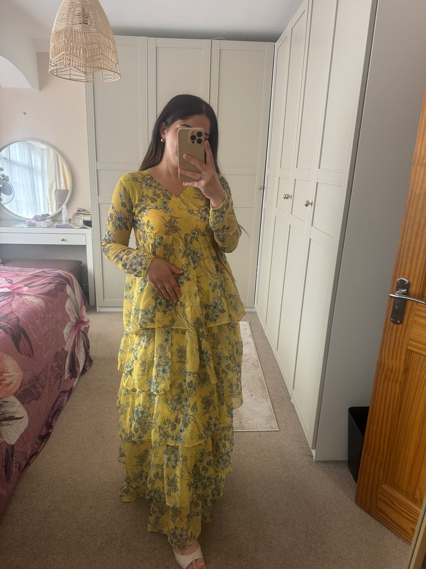 Floral Ruffle Maxi Dress | Yellow