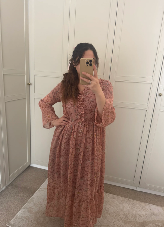 Chiffon Maxi Dress | Tea Pink Floral