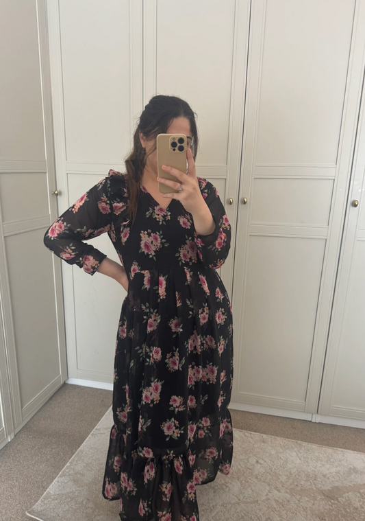 Floral Maxi Dress | Black